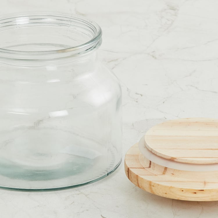 Corsica Essentials Wooden Lid Glass Storage Jar - 1.5L