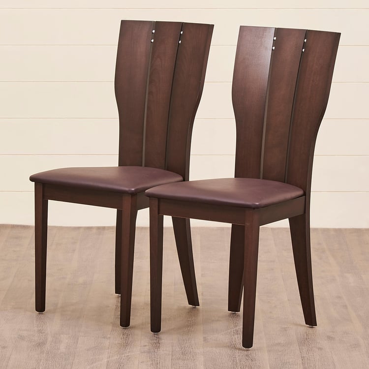 Spectra Brown Beech Wood Set Of 2 Dining Chair