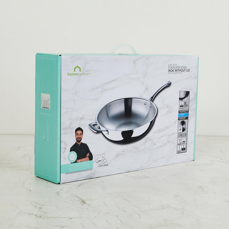 Chef Special Triply Stainless Steel Wok - 26cm