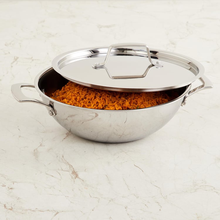 Chef Special Carin Silver Stainless Steel Kadai with Lid - 2.5l
