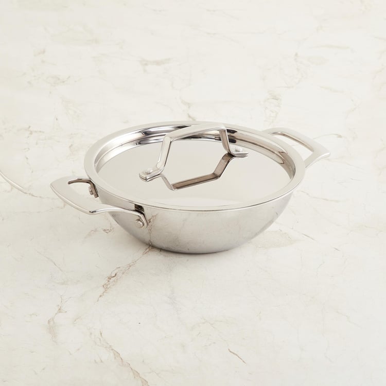 Chef Special Carin Silver Stainless Steel Kadai with Lid - 2.5l