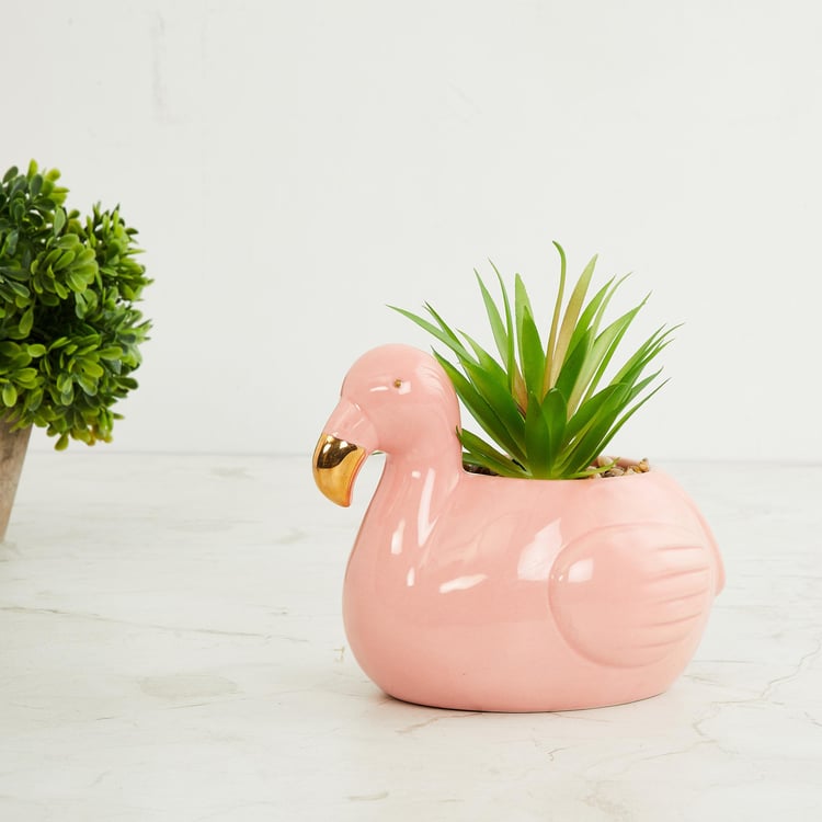 Splendid Artificial Succulent in Flamingo Planter