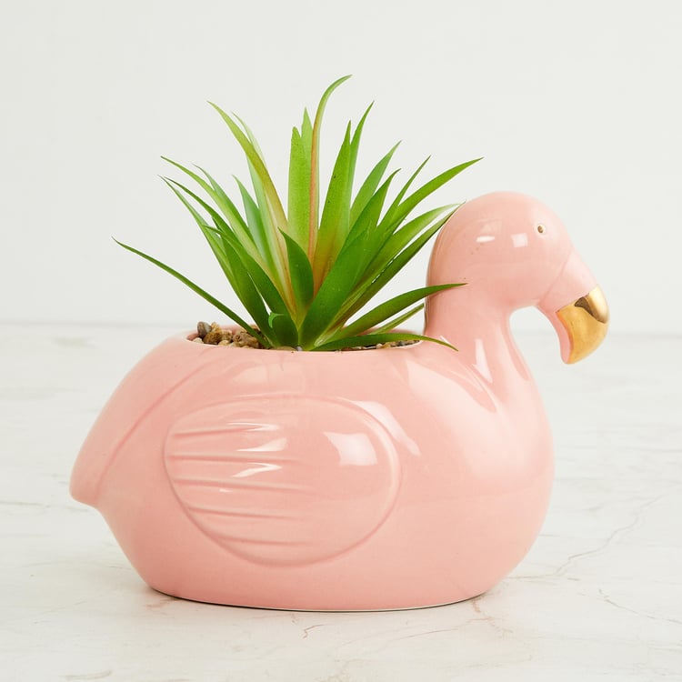 Splendid Artificial Succulent in Flamingo Planter