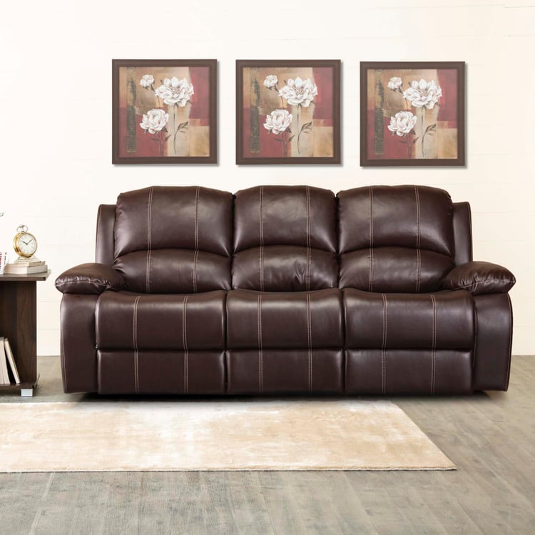 Buy Madrid Nxt Dark Brown Faux Leather Three Seater Recliner 208cm