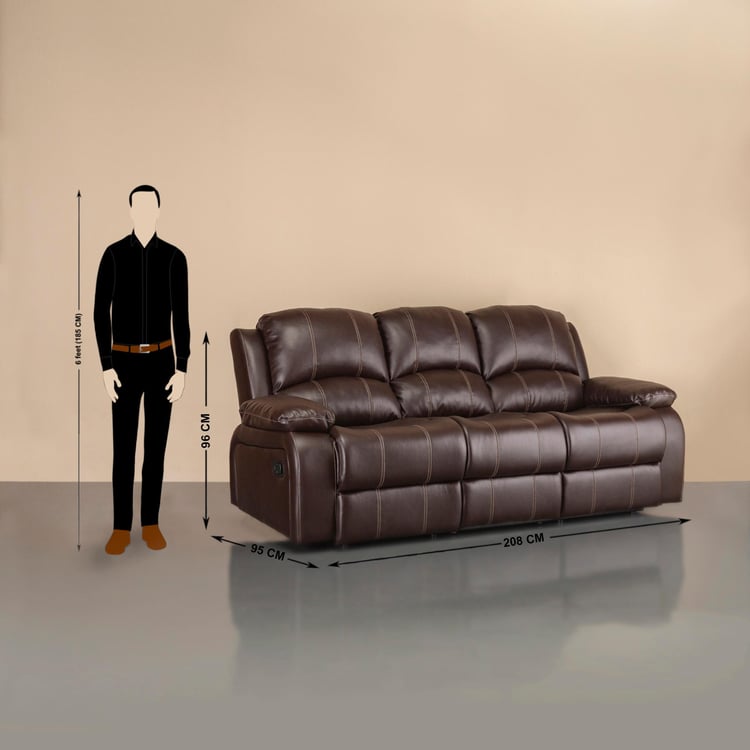 Buy Madrid Nxt Dark Brown Faux Leather Three Seater Recliner 208cm
