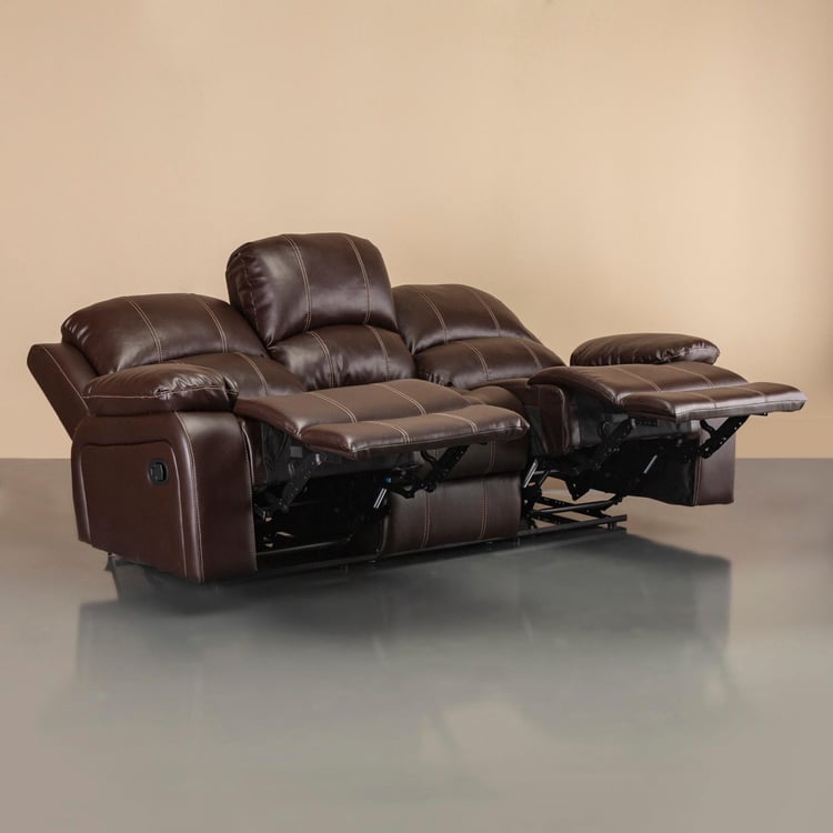 Buy Madrid Nxt Dark Brown Faux Leather Three Seater Recliner 208cm