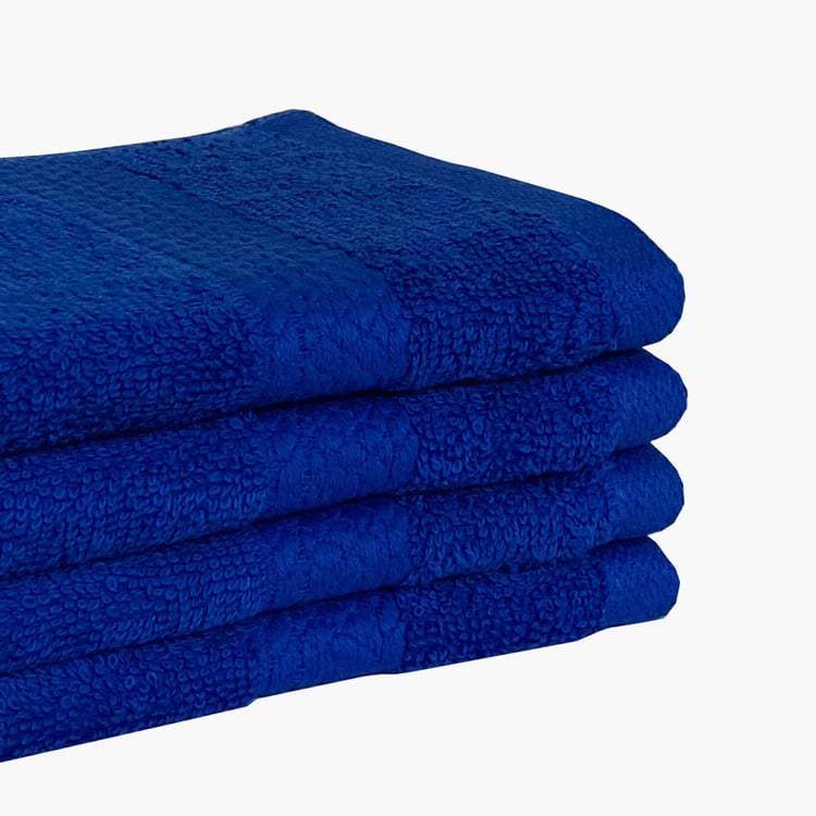 SPACES Colorfas-Blue Easy Care Face Towel-Set of 4