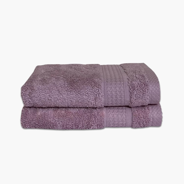 SPACES Organic Cotton - Purple Solid Hand Towel Set - 40 Cm x 40 Cm - Set of 2