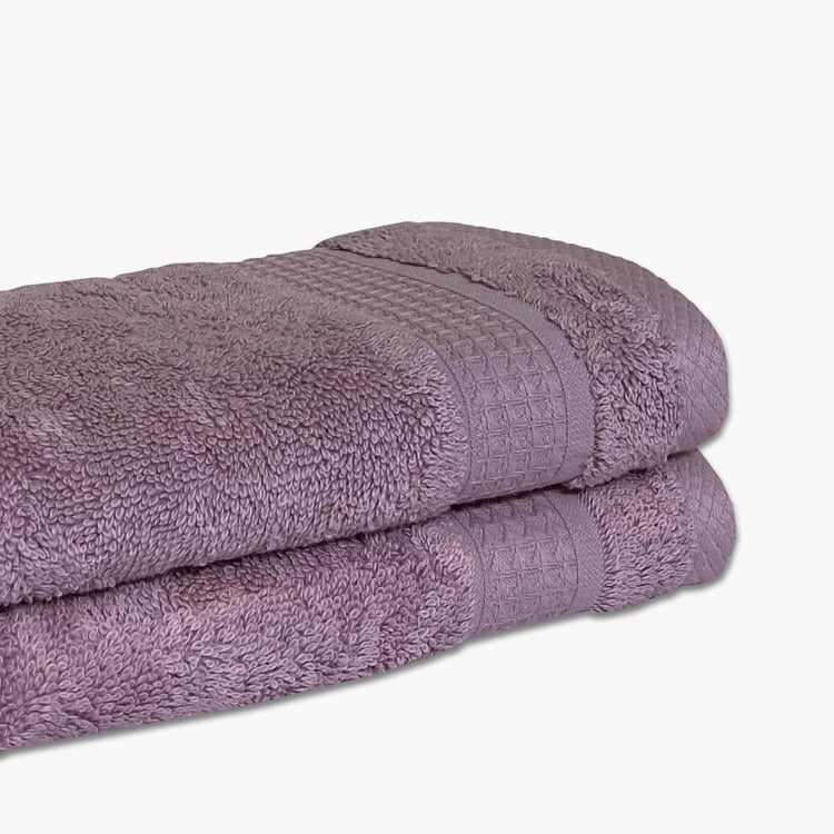 SPACES Organic Cotton - Purple Solid Hand Towel Set - 40 Cm x 40 Cm - Set of 2