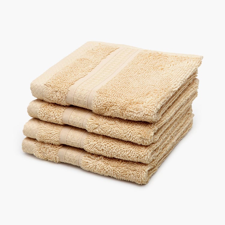 SPACES Organic Cotton Solid Hand Towels - Set of 4 Pcs- 30 x 30cm