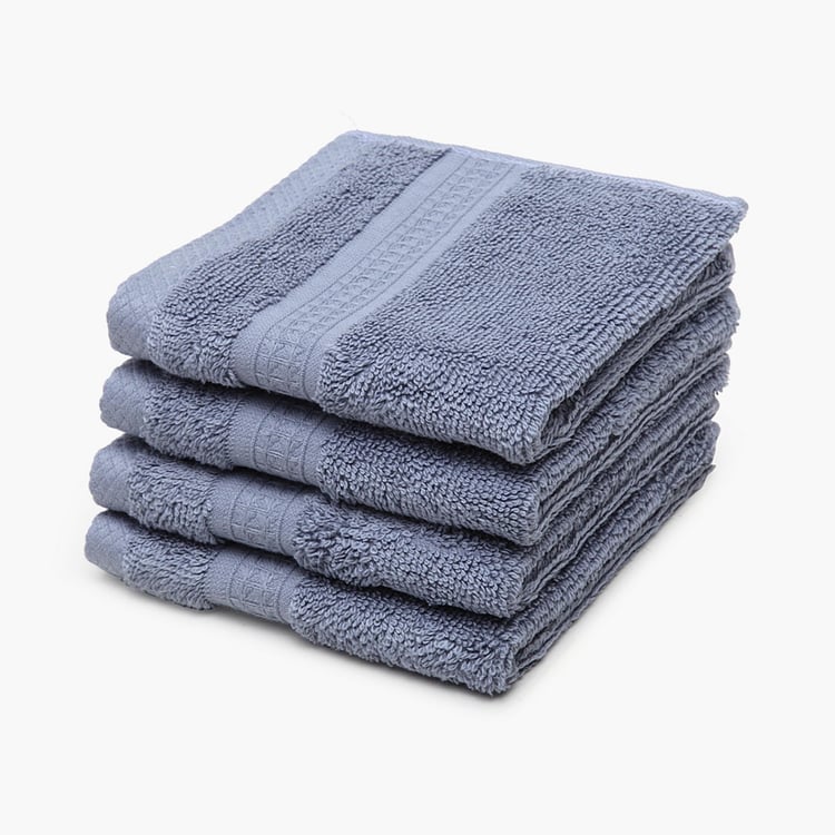 SPACES Organic Cotton Solid Face Towels - Set of 4- 30 x 30 cm