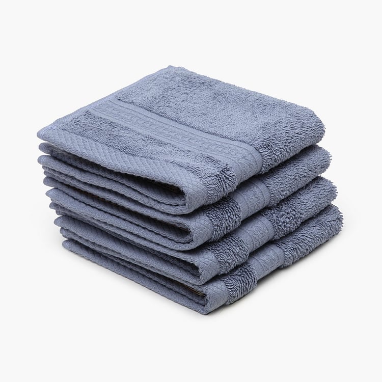 SPACES Organic Cotton Solid Face Towels - Set of 4- 30 x 30 cm