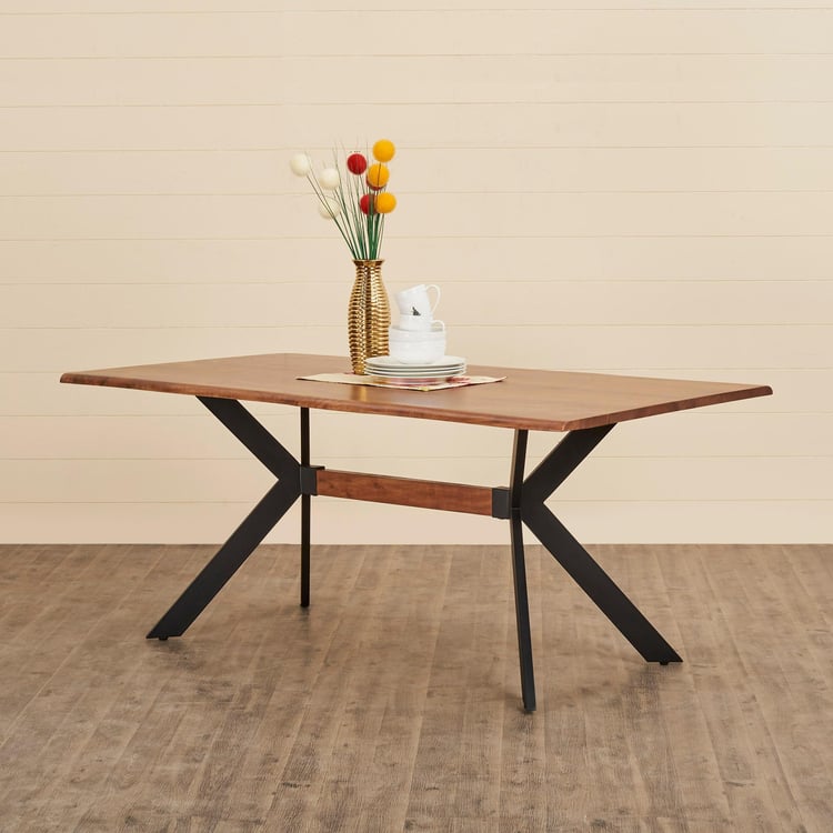 Nico Acacia Wood 6-Seater Dining Table - Brown