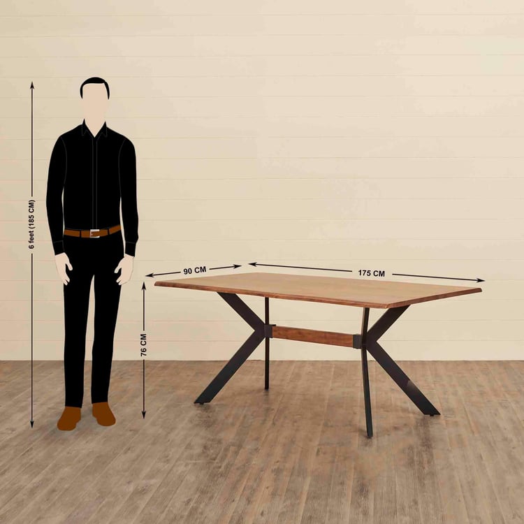 Nico Acacia Wood 6-Seater Dining Table - Brown