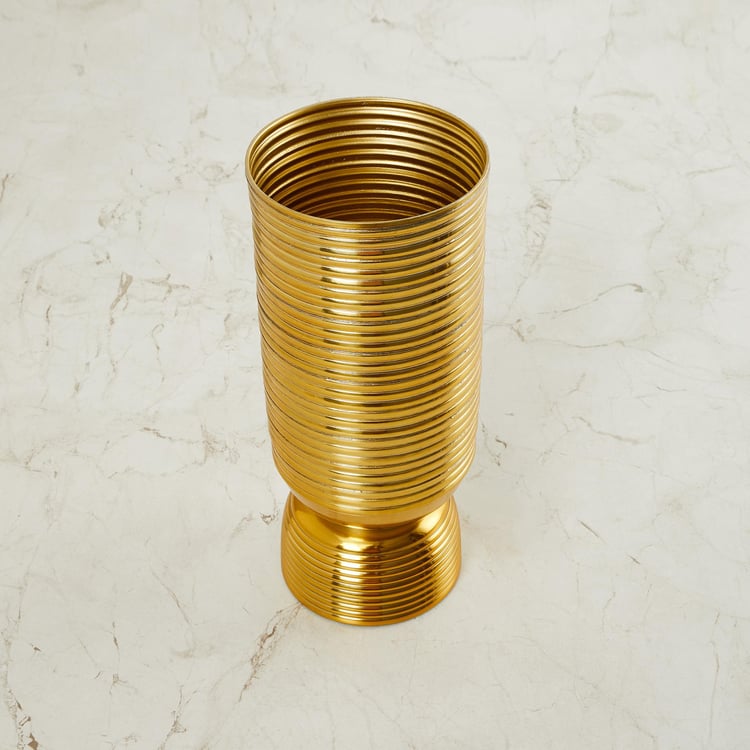 Leon Cesar Metal Ribbed Tall Vase