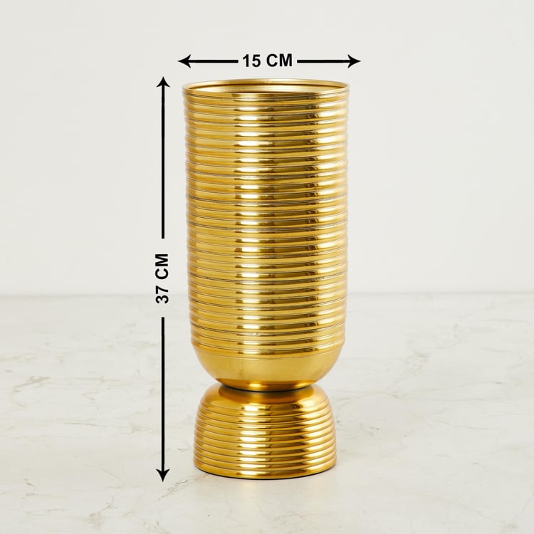Leon Cesar Metal Ribbed Tall Vase