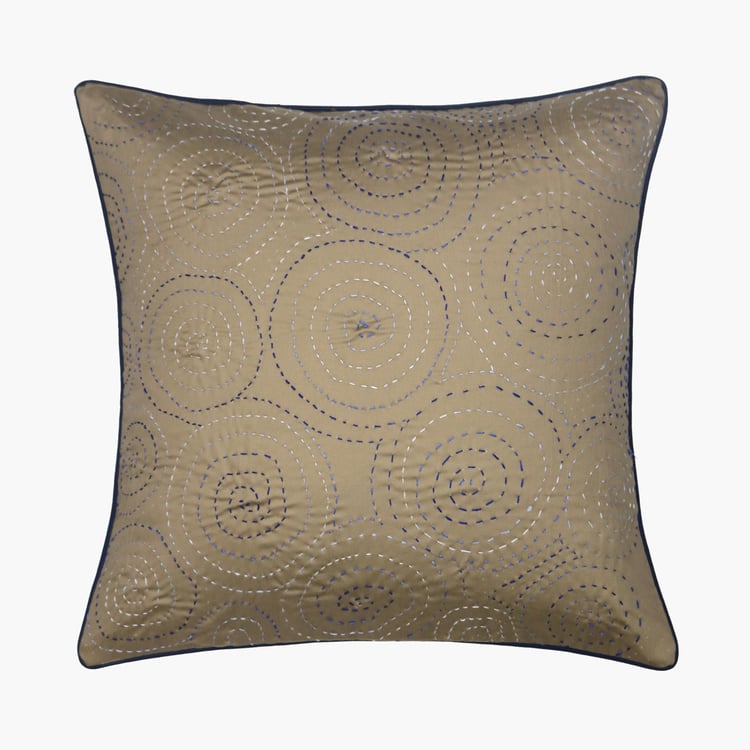 SPACES Spun Kantha Embroidered Cushion Cover - 40 cm x 40 cm