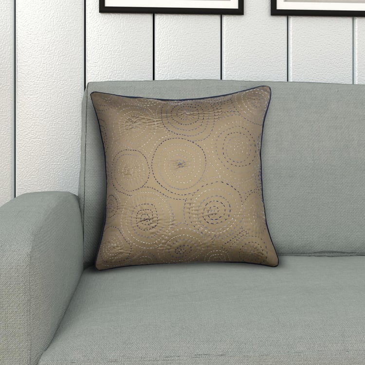 SPACES Spun Kantha Embroidered Cushion Cover - 40 cm x 40 cm