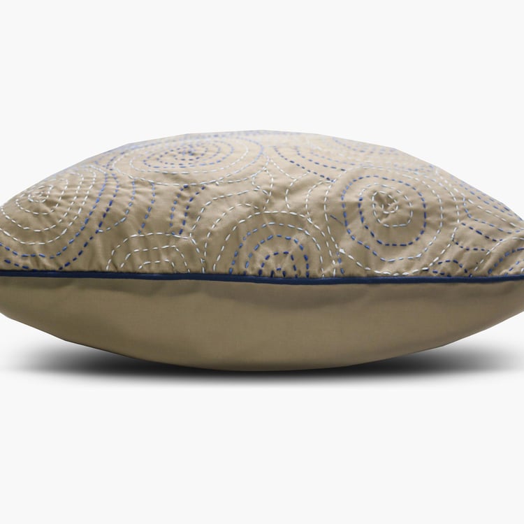 SPACES Spun Kantha Embroidered Cushion Cover - 40 cm x 40 cm
