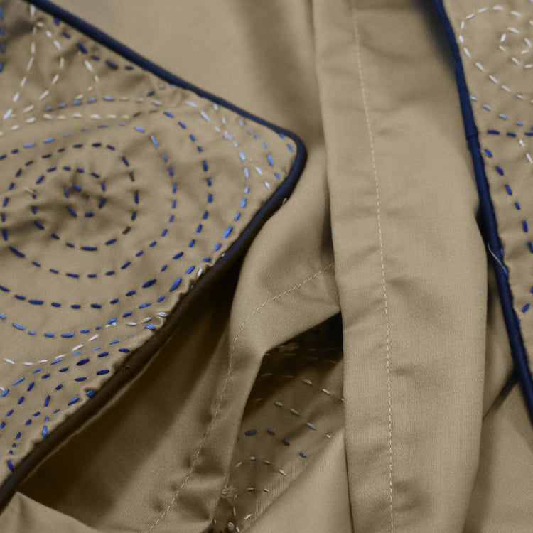 SPACES Spun Kantha Embroidered Cushion Cover - 40 cm x 40 cm