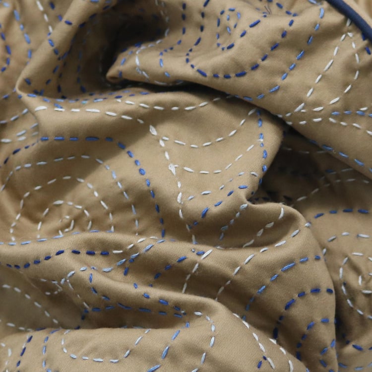 SPACES Spun Kantha Embroidered Cushion Cover - 40 cm x 40 cm