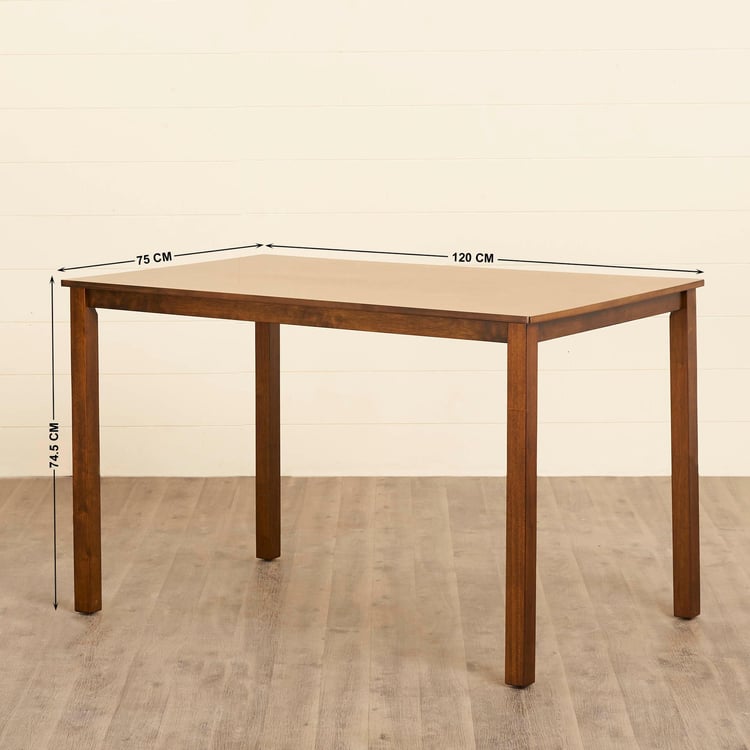Quadro Rubber Wood 4-Seater Dining Table - Brown