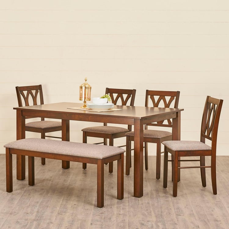 Quadro Rubber Wood 6-Seater Dining Table - Brown