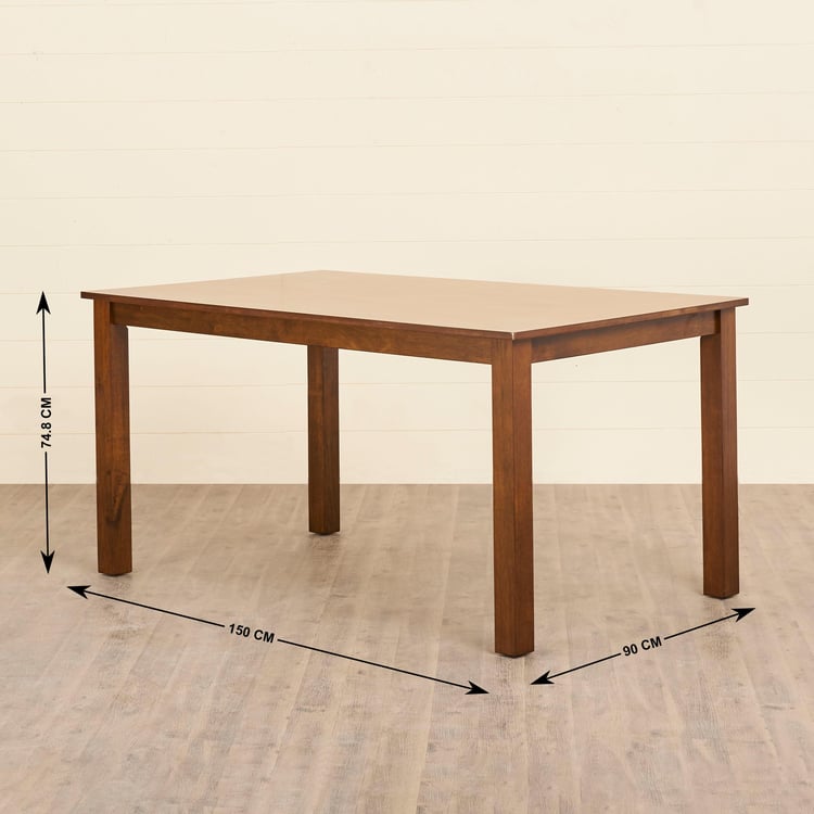 Quadro Rubber Wood 6-Seater Dining Table - Brown