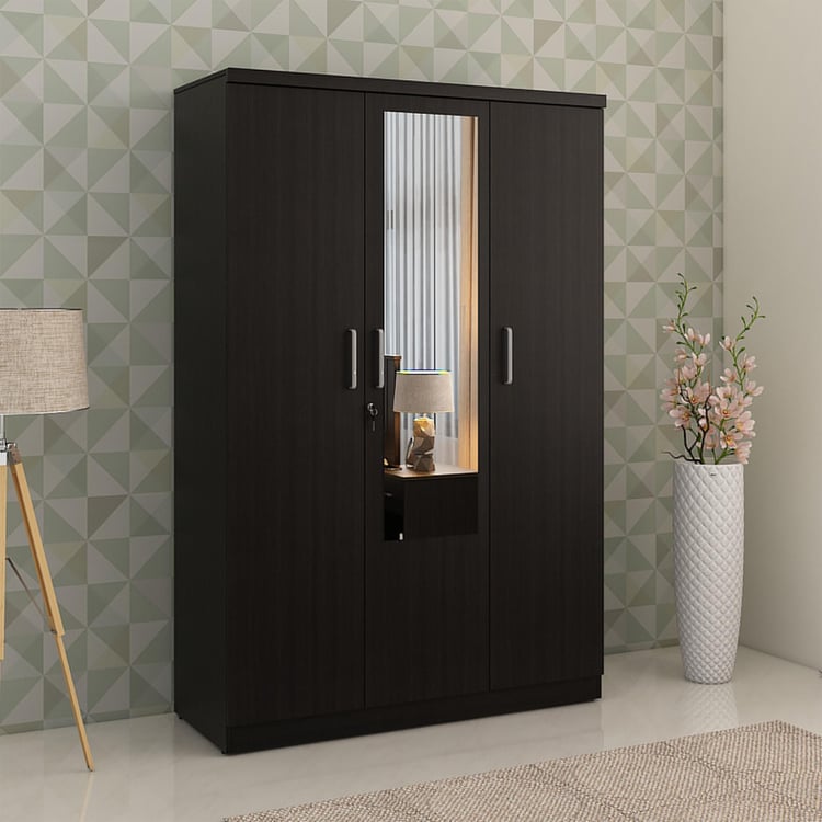 Helios Rhine 3-Door Wardrobe with Mirror - Wenge