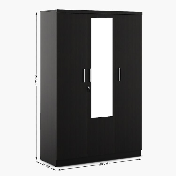 Helios Rhine 3-Door Wardrobe with Mirror - Wenge