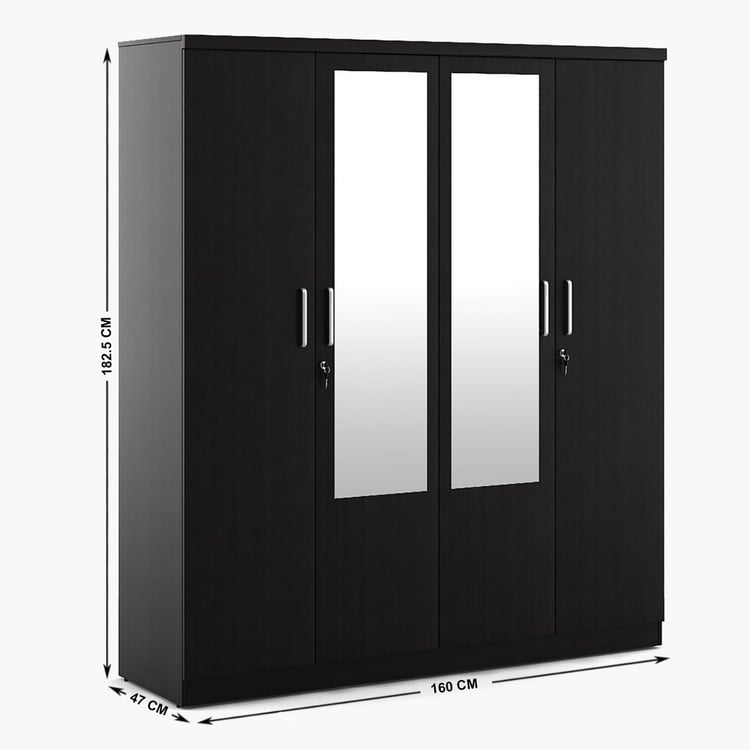 Helios Rhine 4-Door Wardrobe with Mirror - Wenge