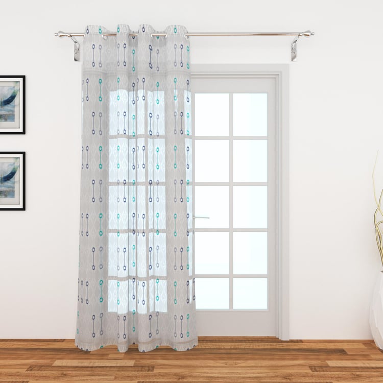 Lavish Diamond Off White Printed Sheer Door Curtain - 110 x 225 cm