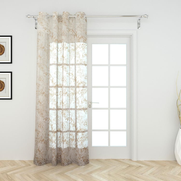 Lavish Peacock Off-White Printed Sheer Door Curtain - 110x270cm