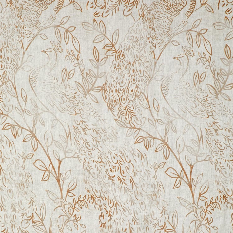 Lavish Peacock Off-White Printed Sheer Door Curtain - 110x270cm