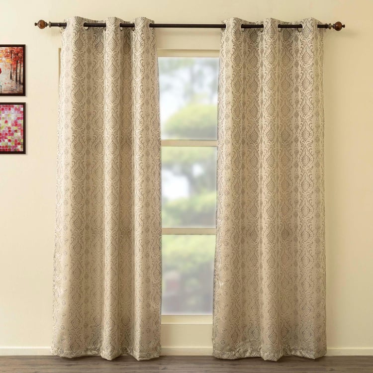 Sketch Printed Yellow Blackout Door Curtain - Set of 2