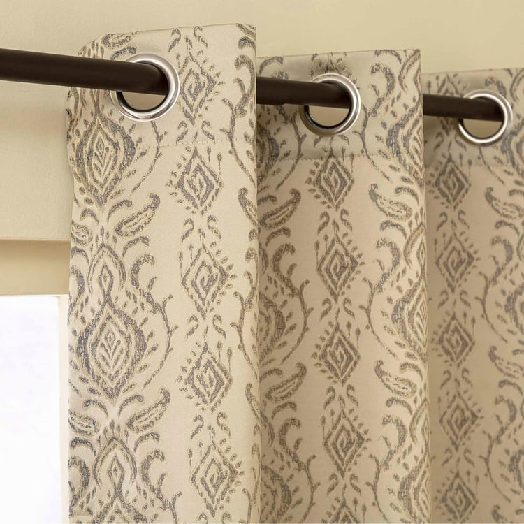 Sketch Printed Yellow Blackout Door Curtain - Set of 2