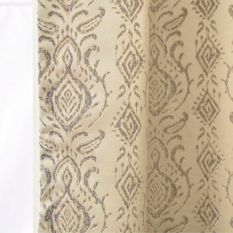 Sketch Printed Yellow Blackout Door Curtain - Set of 2