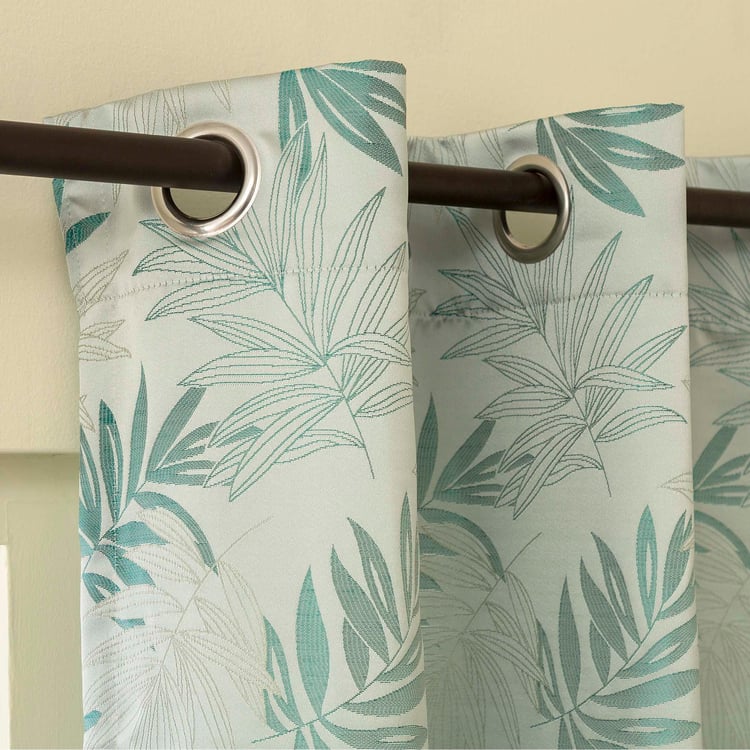 Sketch Printed Blue Blackout Door Curtain - 1.10 x 2.25 m