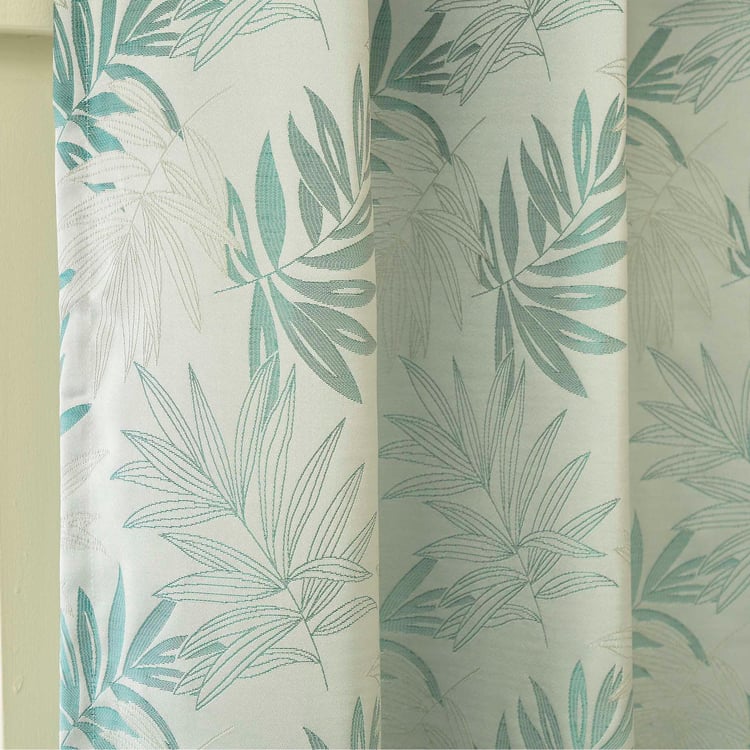 Sketch Printed Blue Blackout Door Curtain - 1.10 x 2.25 m