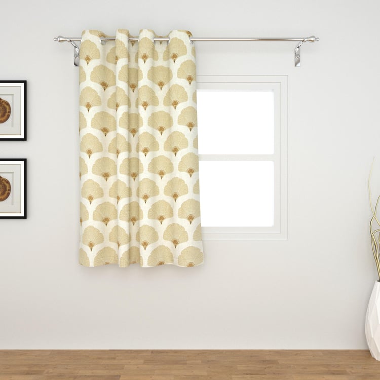 Mellow Beige Printed Opaque Cotton Linen Window Curtain-110 x 160 cm