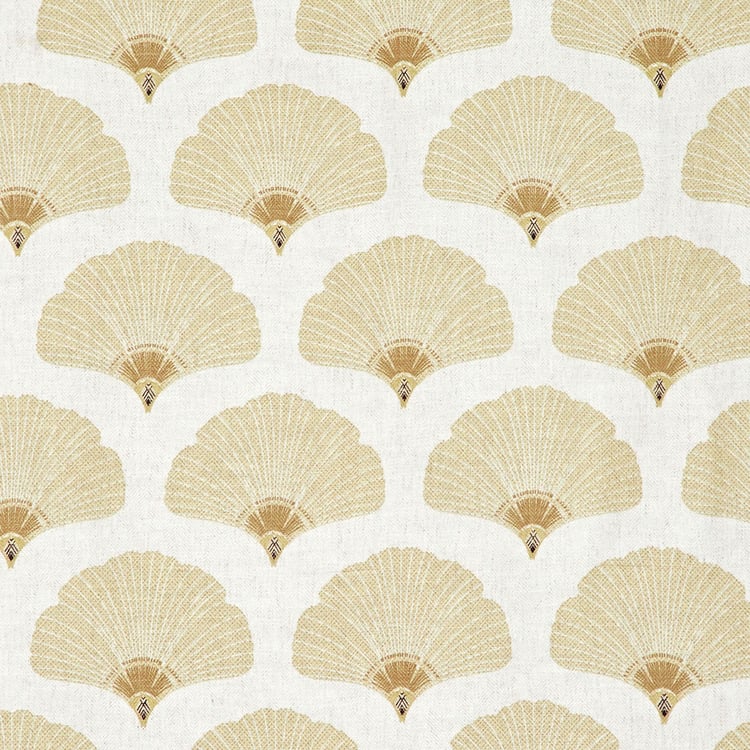 Mellow Beige Printed Opaque Cotton Linen Window Curtain-110 x 160 cm