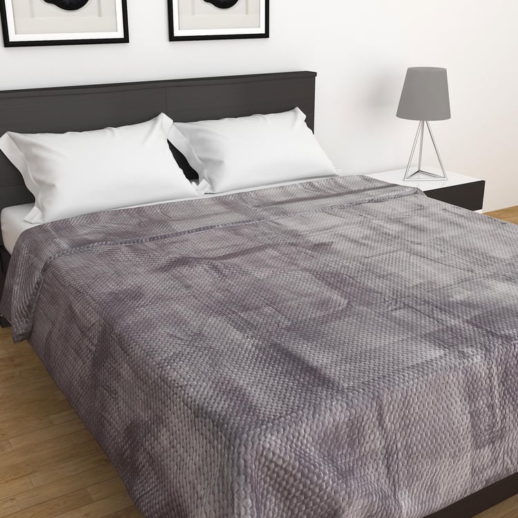 Colour Connect Pin Sonic Grey Textured Double Quilt - 200GSM