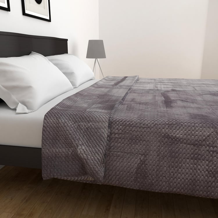 Colour Connect Pin Sonic Grey Textured Double Quilt - 200GSM