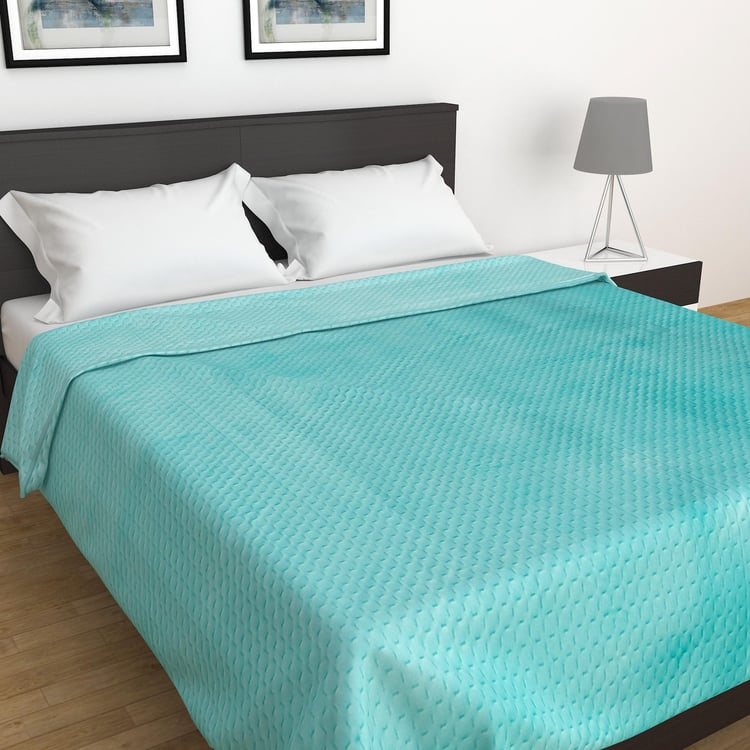 Colour Connect Teal Solid Pinsonic Double Quilt - 220x240cm