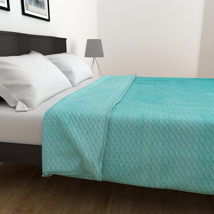 Colour Connect Teal Solid Pinsonic Double Quilt - 220x240cm