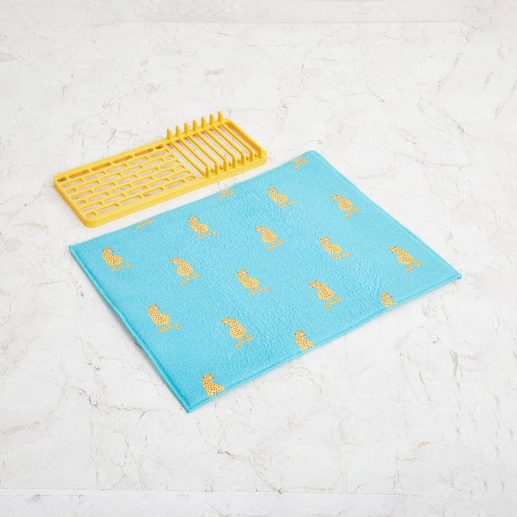 Mandarin Printed Dish Drying Mat with Dish Rack