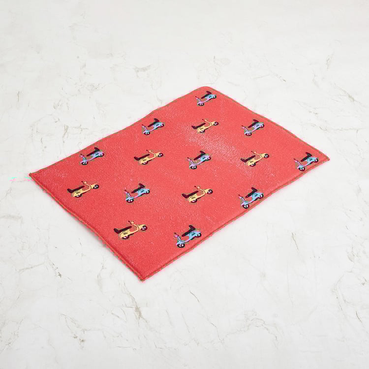 Raisa Retro Printed Dish Drying Mat with Dish Rack