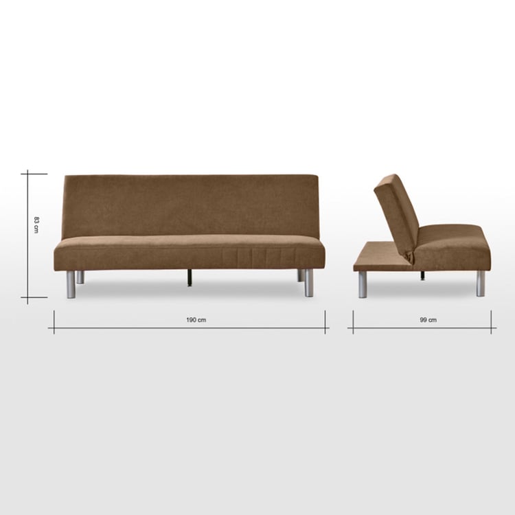 Linda Fabric 3-Seater Sofa Bed - Brown