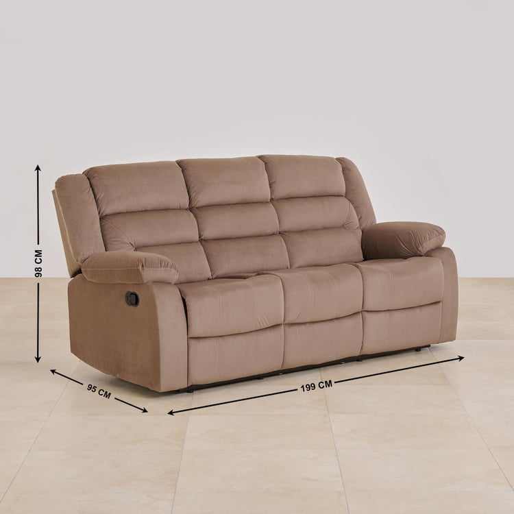 Helios Cairo Fabric 3-Seater Recliner - Brown