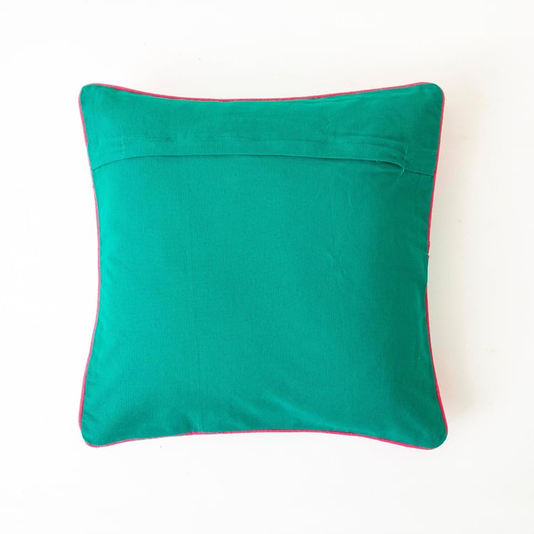 Kalhara Teal Green Printed Cushion Cover- 45 x 45 cm